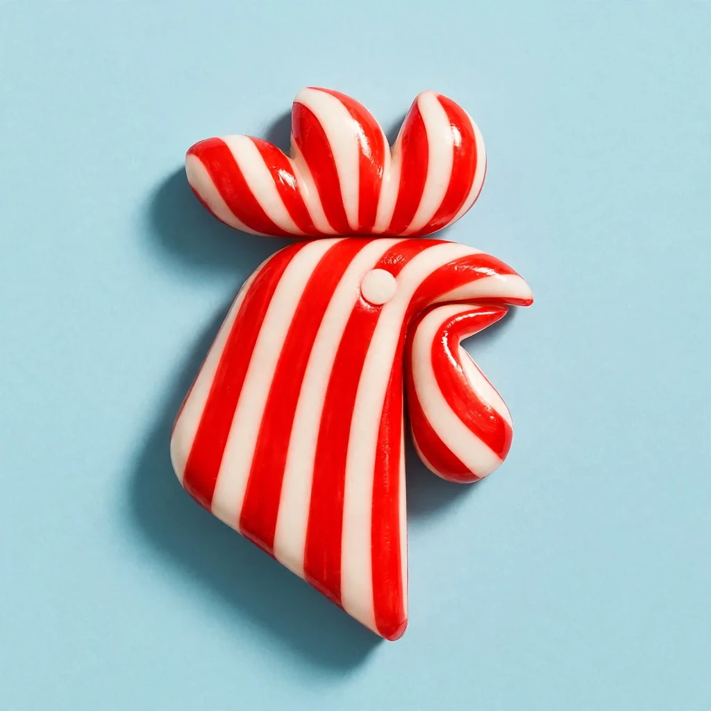 A rooster head made as candy cane