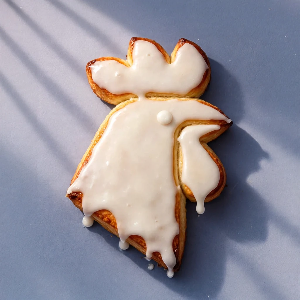 A rooster head made as cinnamon roll