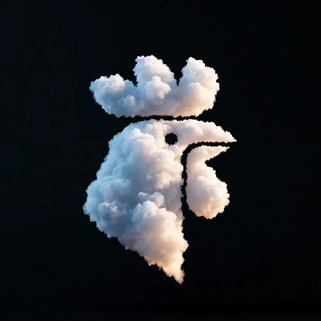 A rooster head made as cloud