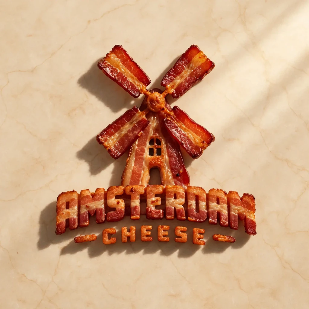 A windmill badge made as bacon