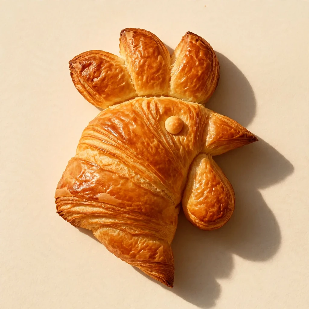 A rooster head made as croissant