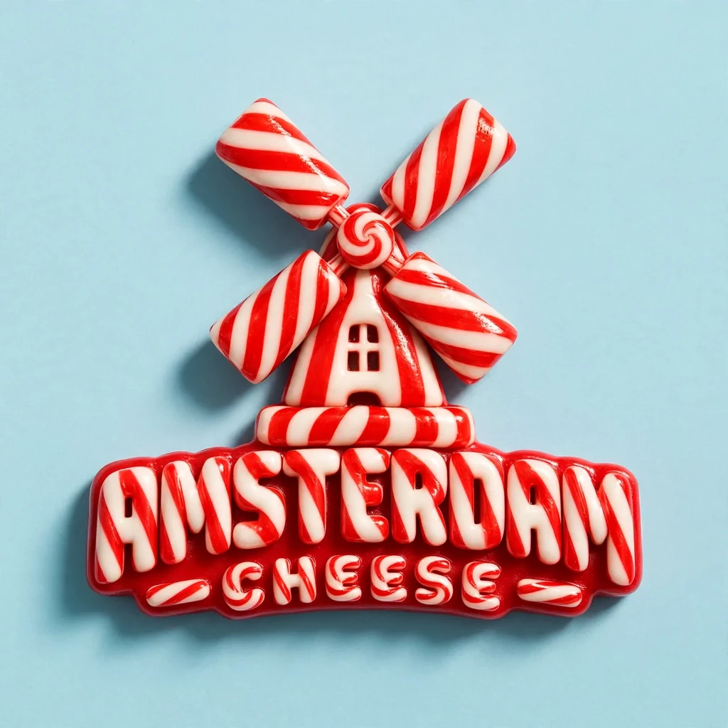 A windmill badge made as candy cane