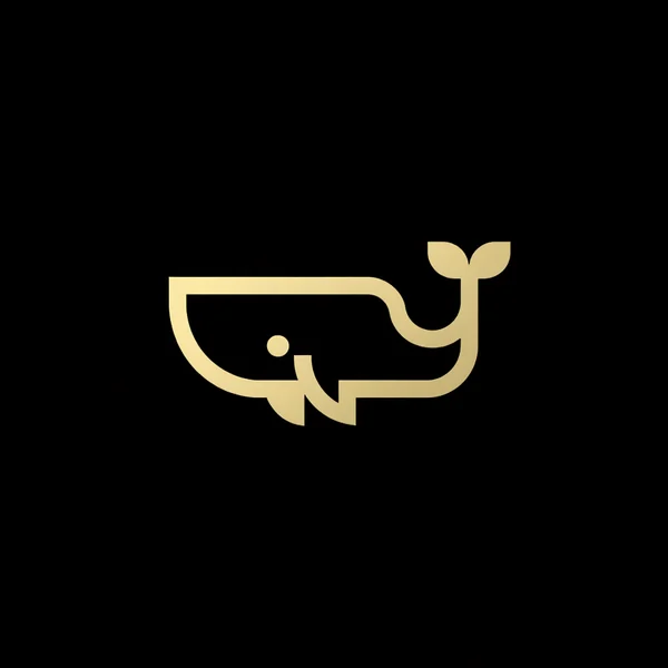 Line art logo of a whale built from a few simple gold lines on black