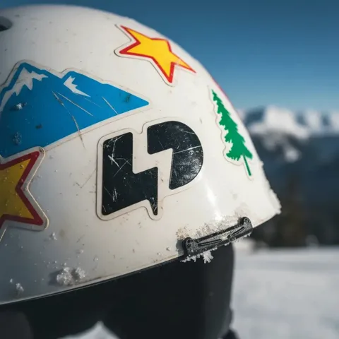 Stickered Ski Helmet mockup, a preview from the app library