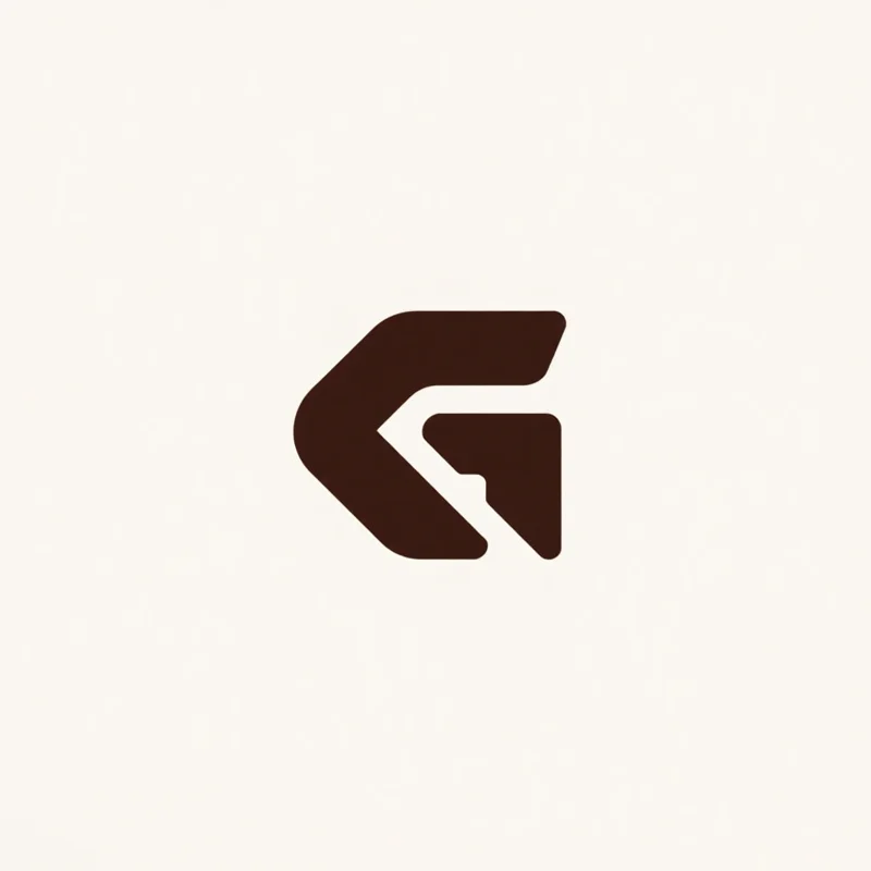 Monogram logo: Letter G, chevron integrates, forming an arrowhead