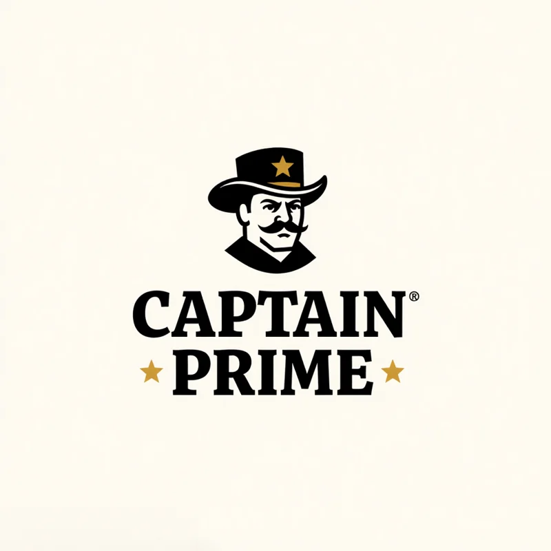 Mascot logo: "Captain Prime" wordmark, block serif typeface, reminiscent of British pubs