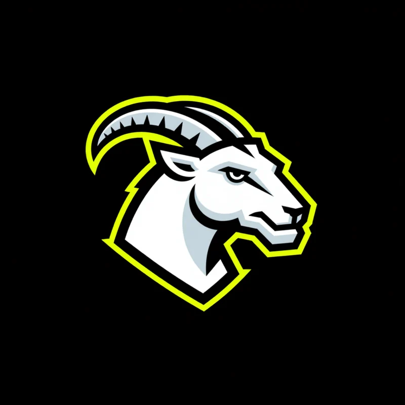 Mascot logo: Cool goat with horns head thick silver chain, and silver grills, looking to the side