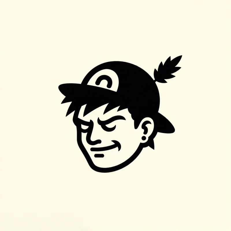 Mascot logo: Cartoon graffiti face of a Silesian boy with a punk earring, wearing a miner hat (czako) with feather, looking to the side with a smirk