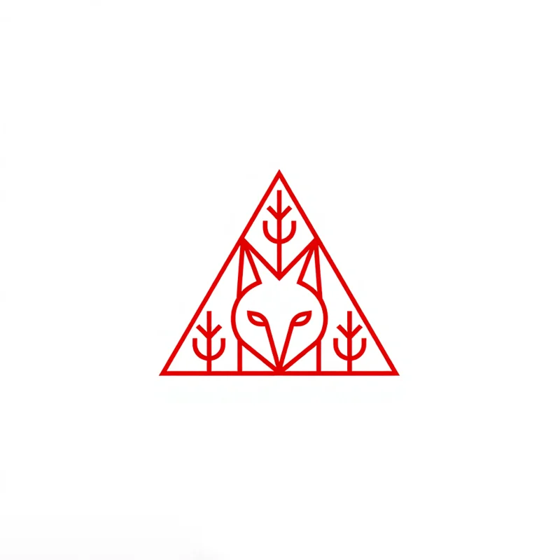 Thin: a Line Art logo of a fox head inside a triangle, drawn in thin lines
