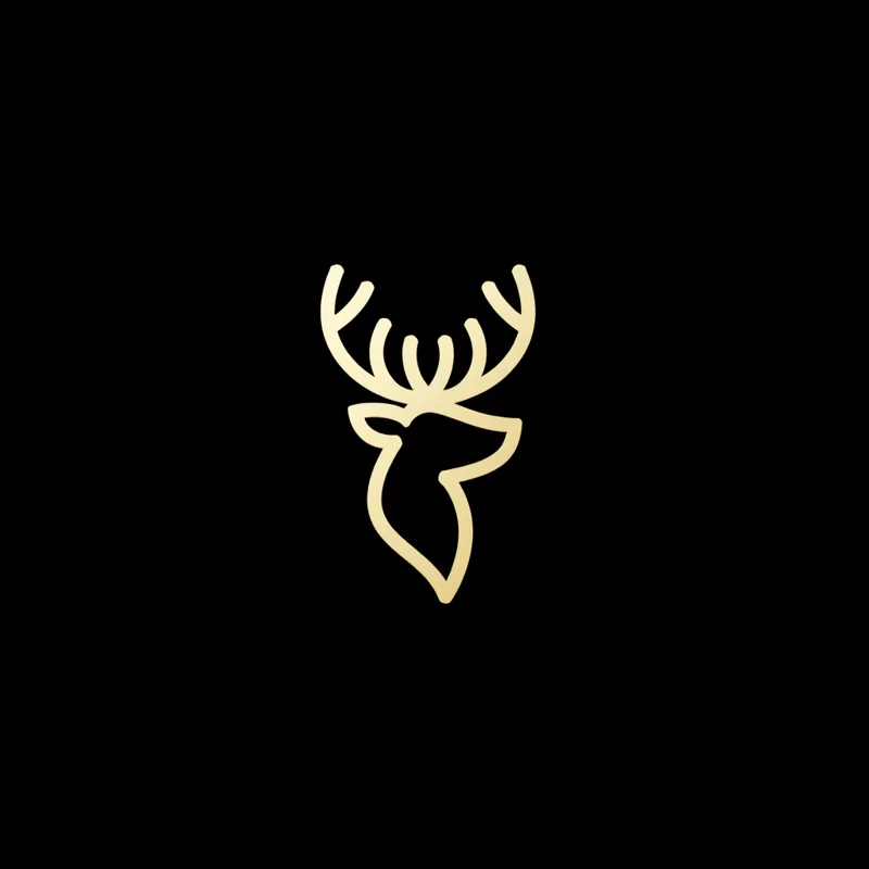 Curved: a Line Art logo of a stag head with curving antlers