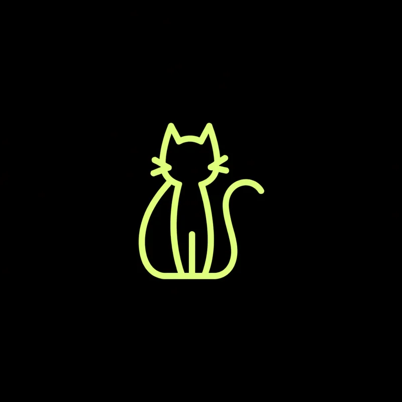 Full body: a Line Art logo of a sitting cat, the whole body