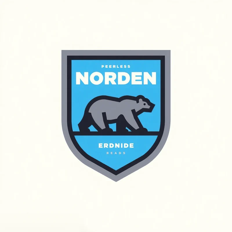 Shield Badge/Crest logo: Showing an abstract polar bear formed of triangles, symbolizing arctic resilience and precision in services, contrasting generic animal logos