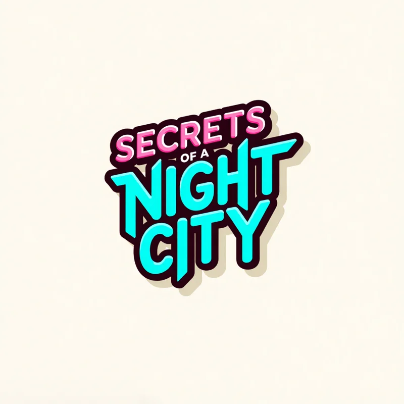 Cartoon logo: Secrets of a Night City in stacked comic letters
