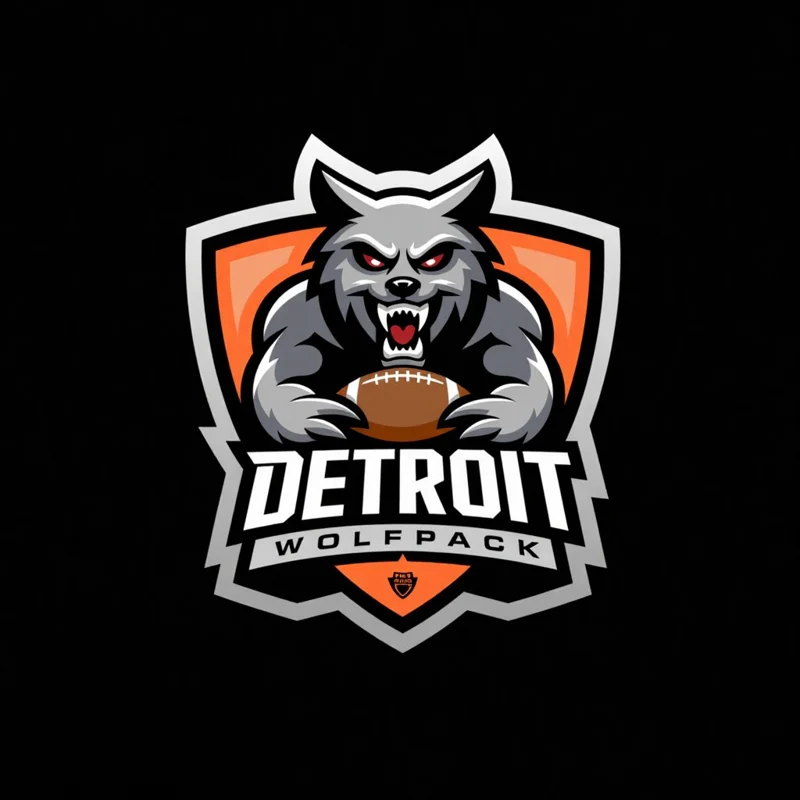 Badge/Crest logo: showing a ferocious werewolf mid-roar, grasping a football