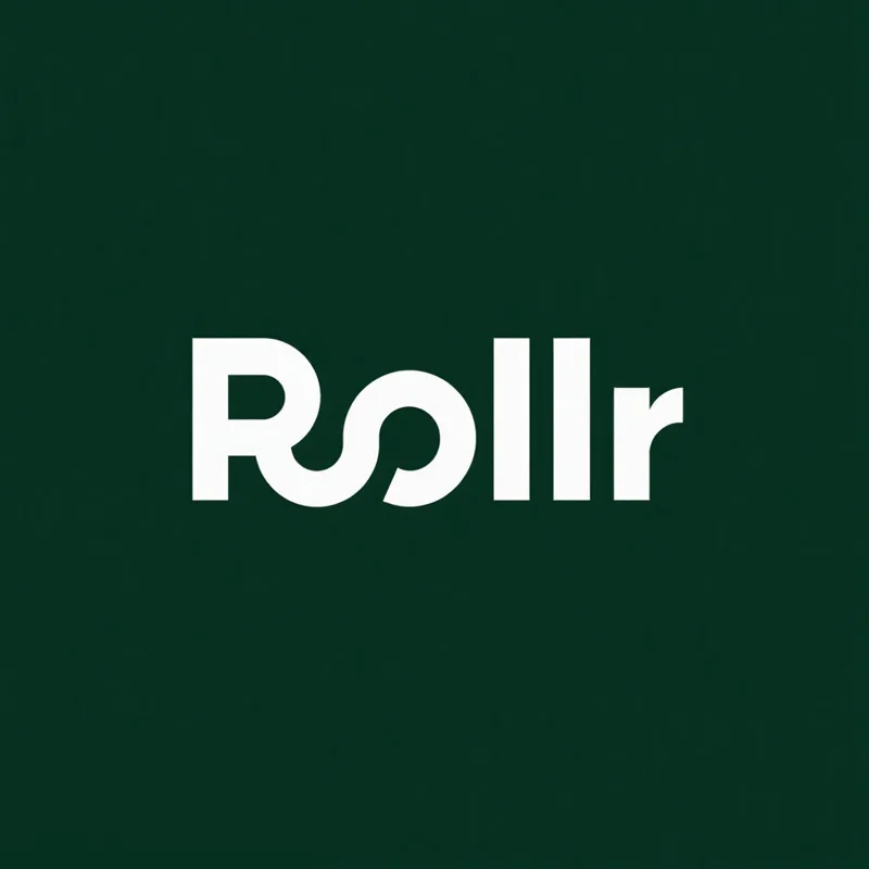 Logotype example: Rollr in geometric letters