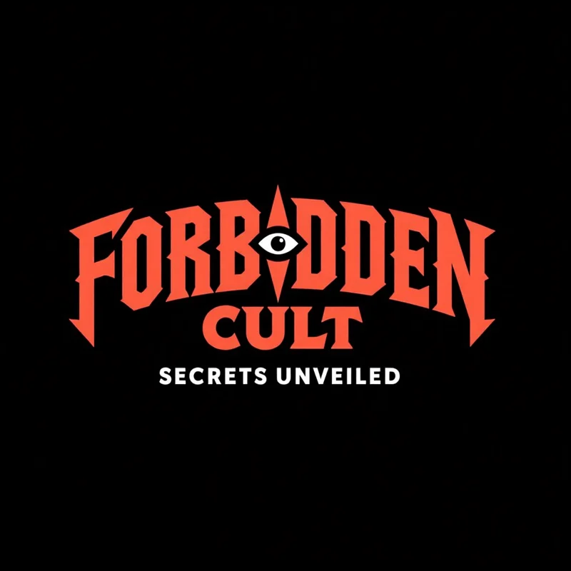 Logo Type logo: Sinister emblem with fractured letters, subtly forming a cryptic eye