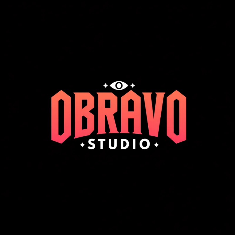 Logotype example: OBRAVO STUDIO in gothic letters