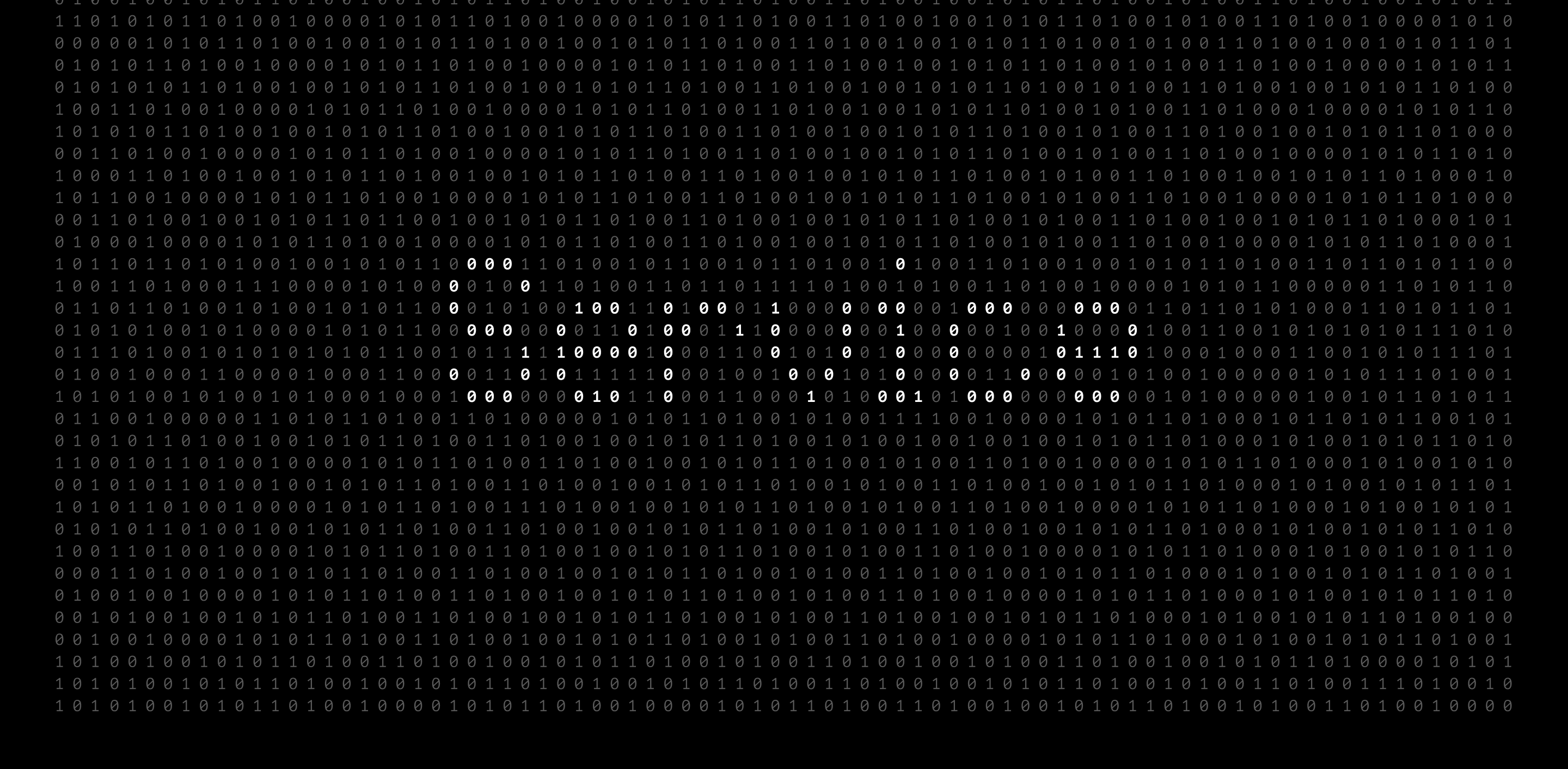 The word SERVICE spelled out in binary code