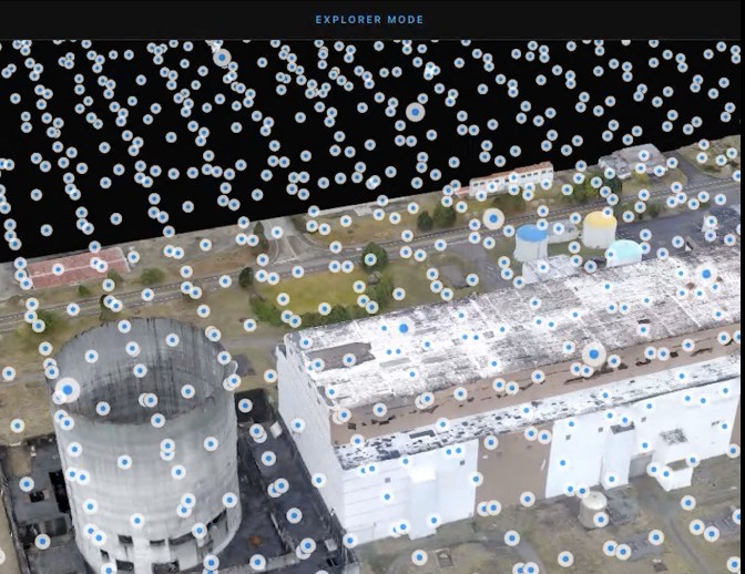 Aerial view of a plant with mapped network assets