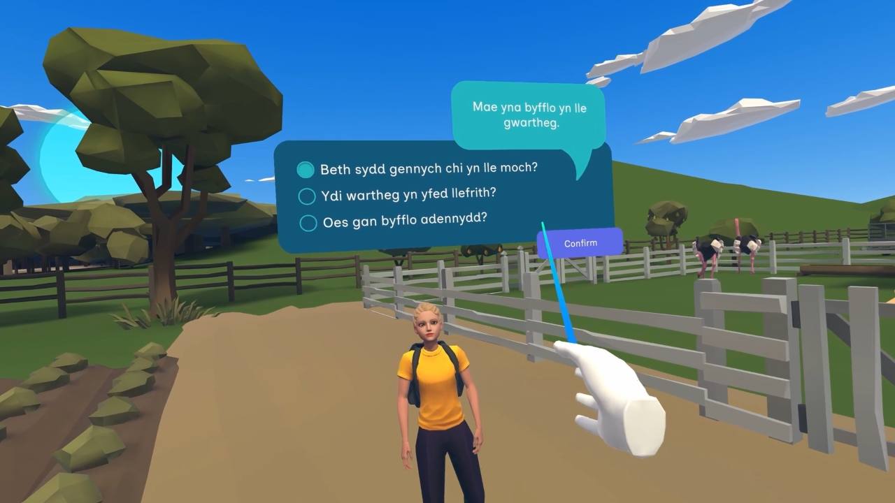 Aberwla: a Welsh conversation with a character in the virtual town