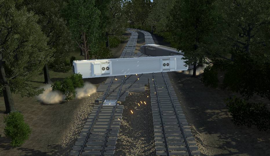 Derailment scene in the PM Training rail simulation