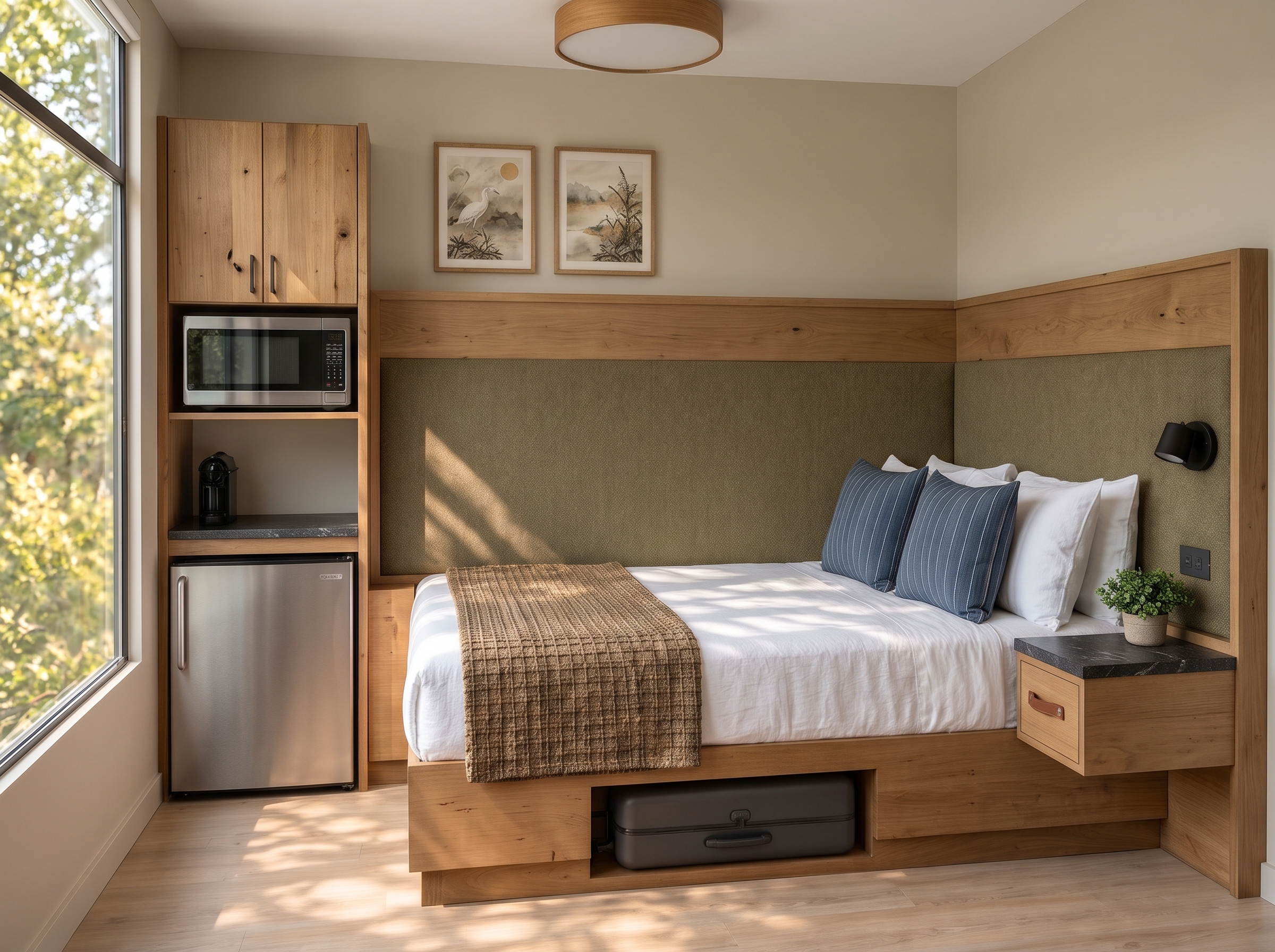 Queen Snug room with queen bed and kitchenette