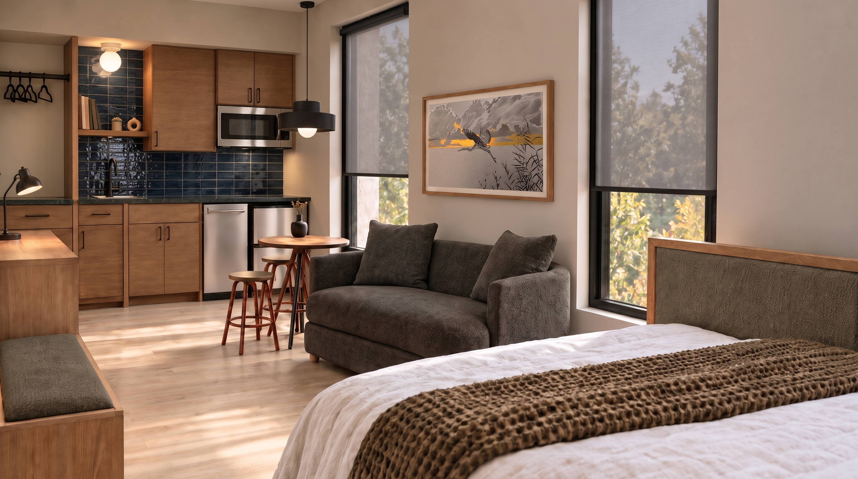 Studio Suite with queen bed and living area
