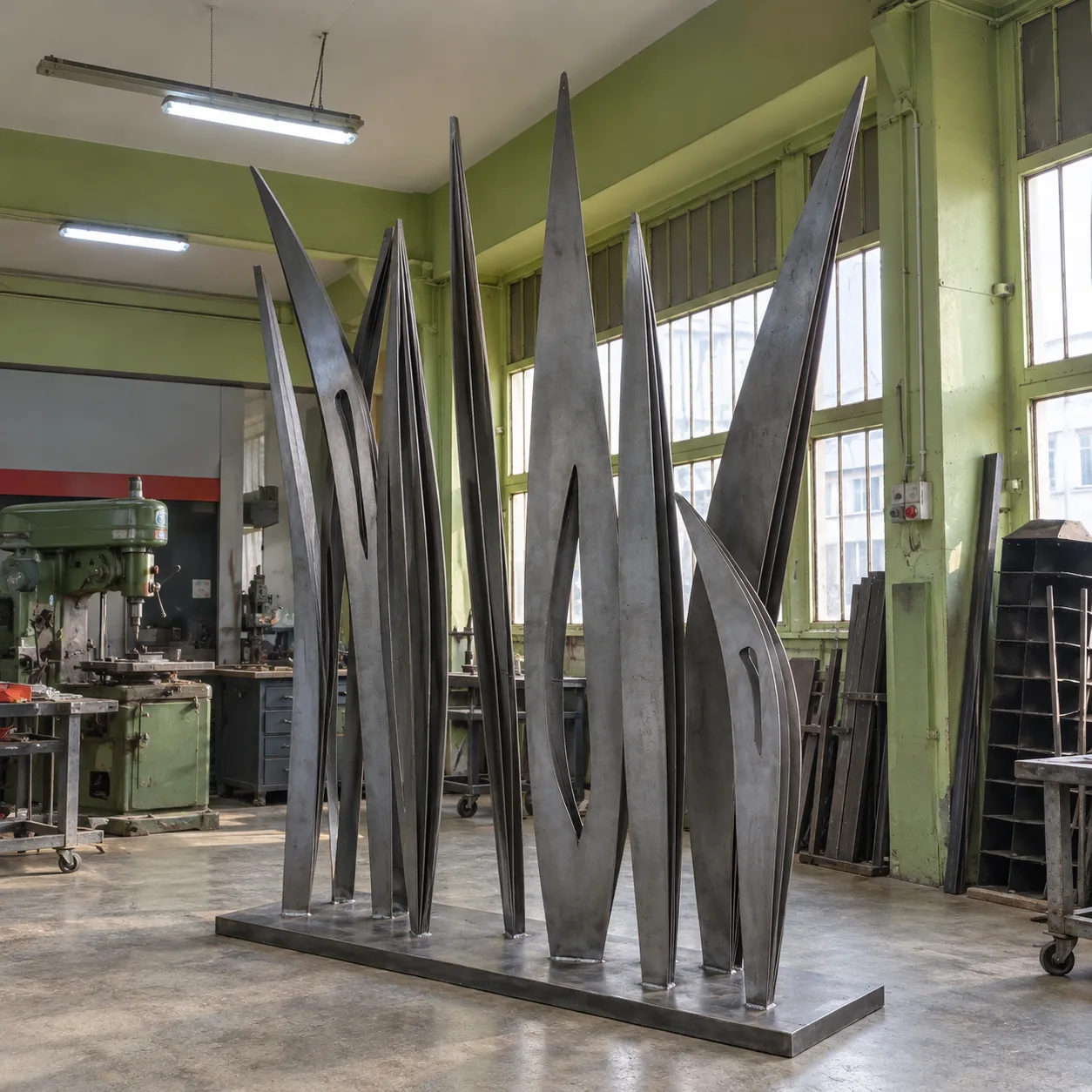 Blades welded to the base plate, raw steel