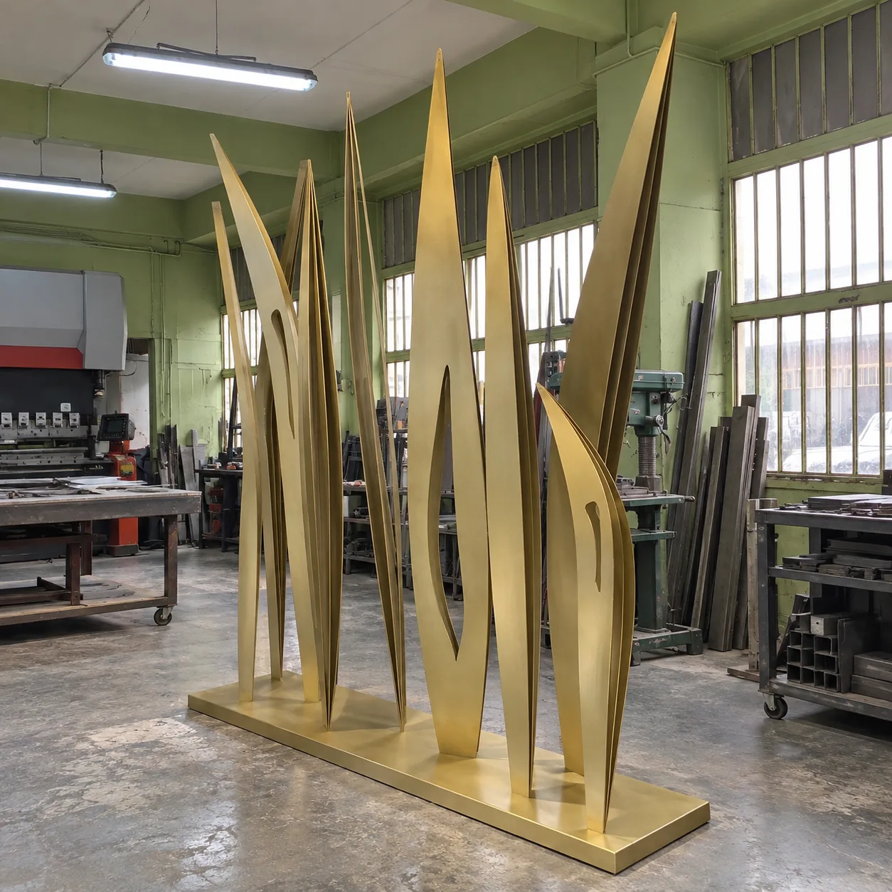 Finished, powder-coated Blade & B in the workshop