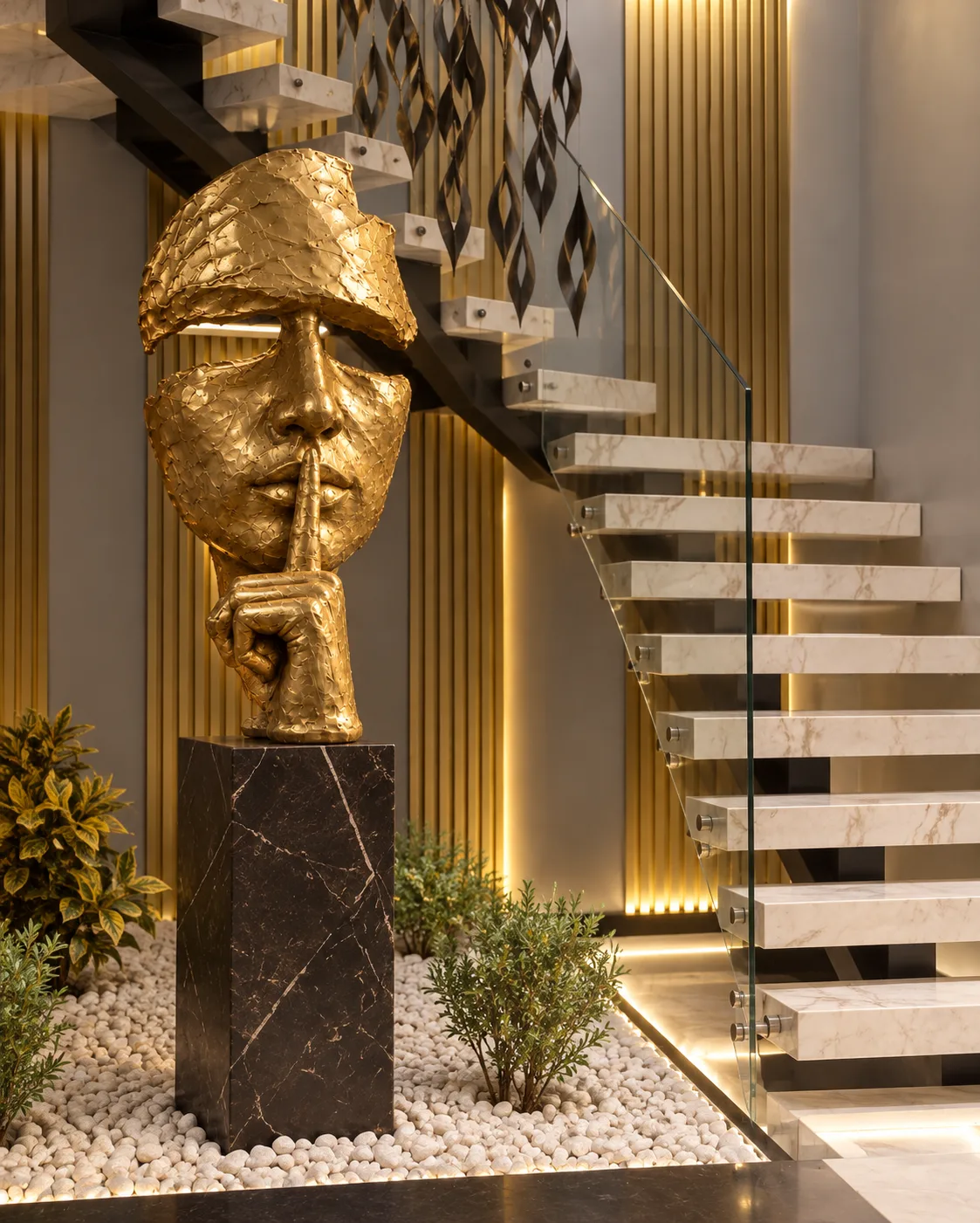 The Mask and the floating marble treads, from the right