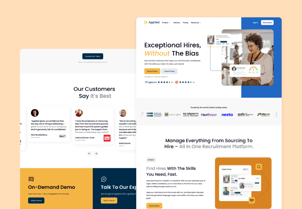 B2B SaaS web design for applied