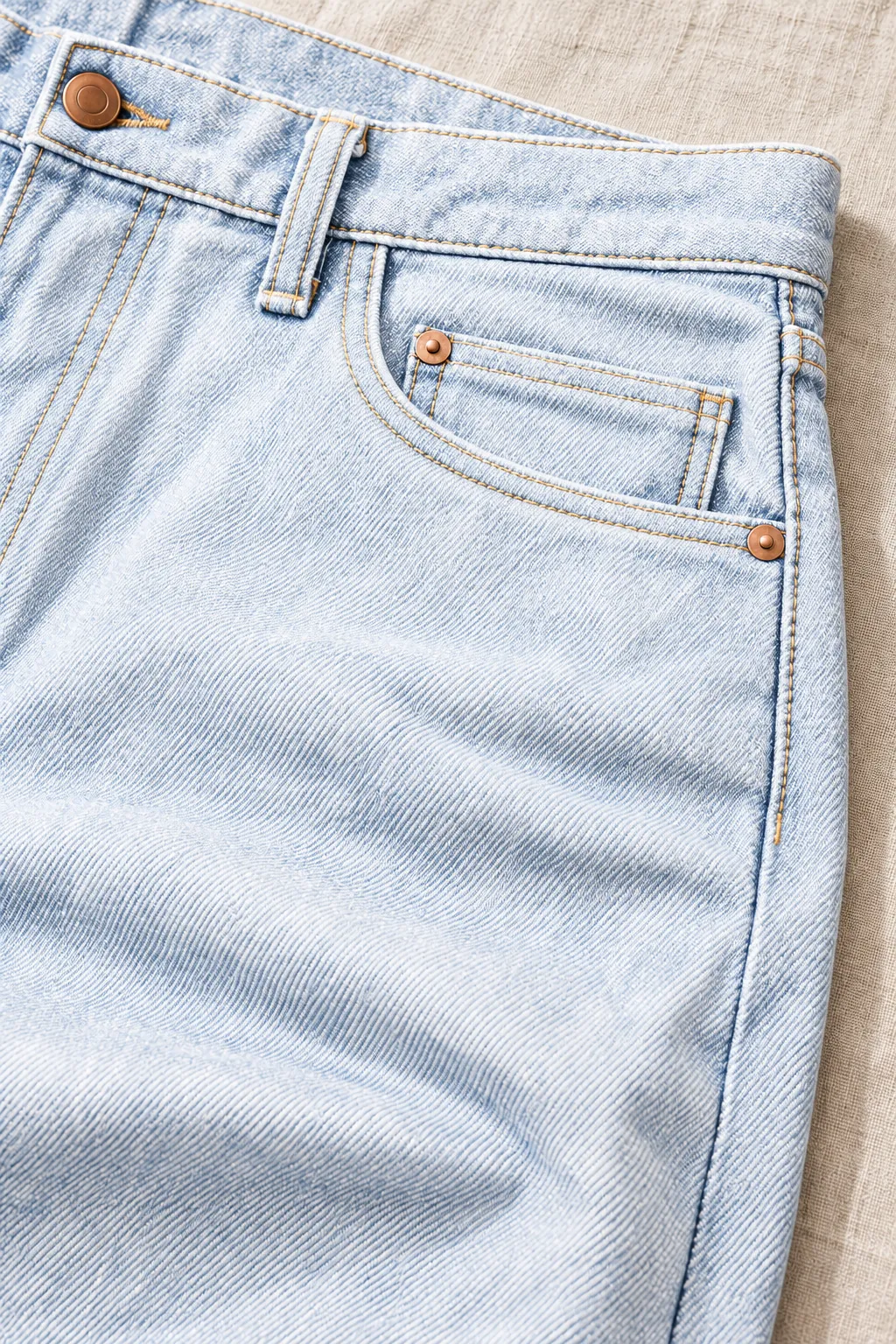 The same jeans bleached to ice white.