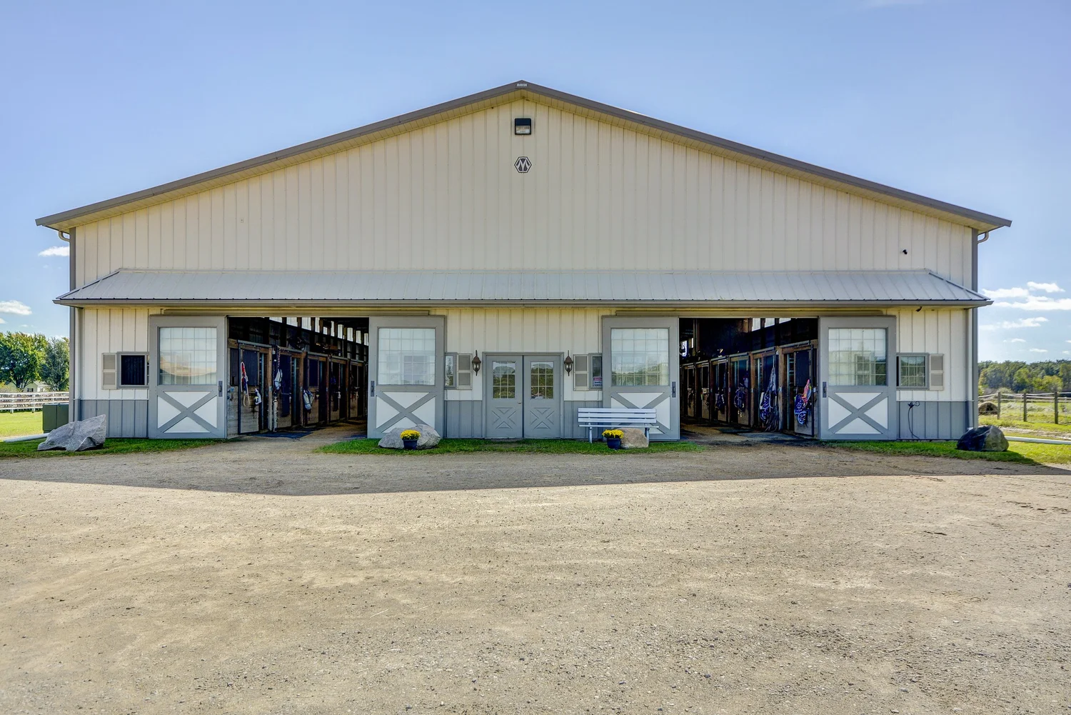 Horse barn on an equestrian property