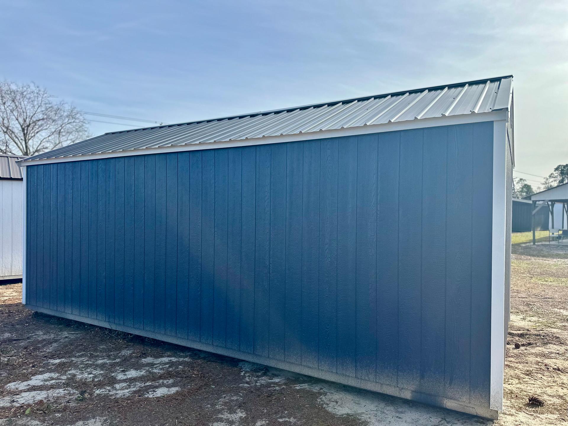 Classic Utility 12x24 portable building in Charcoal Blue