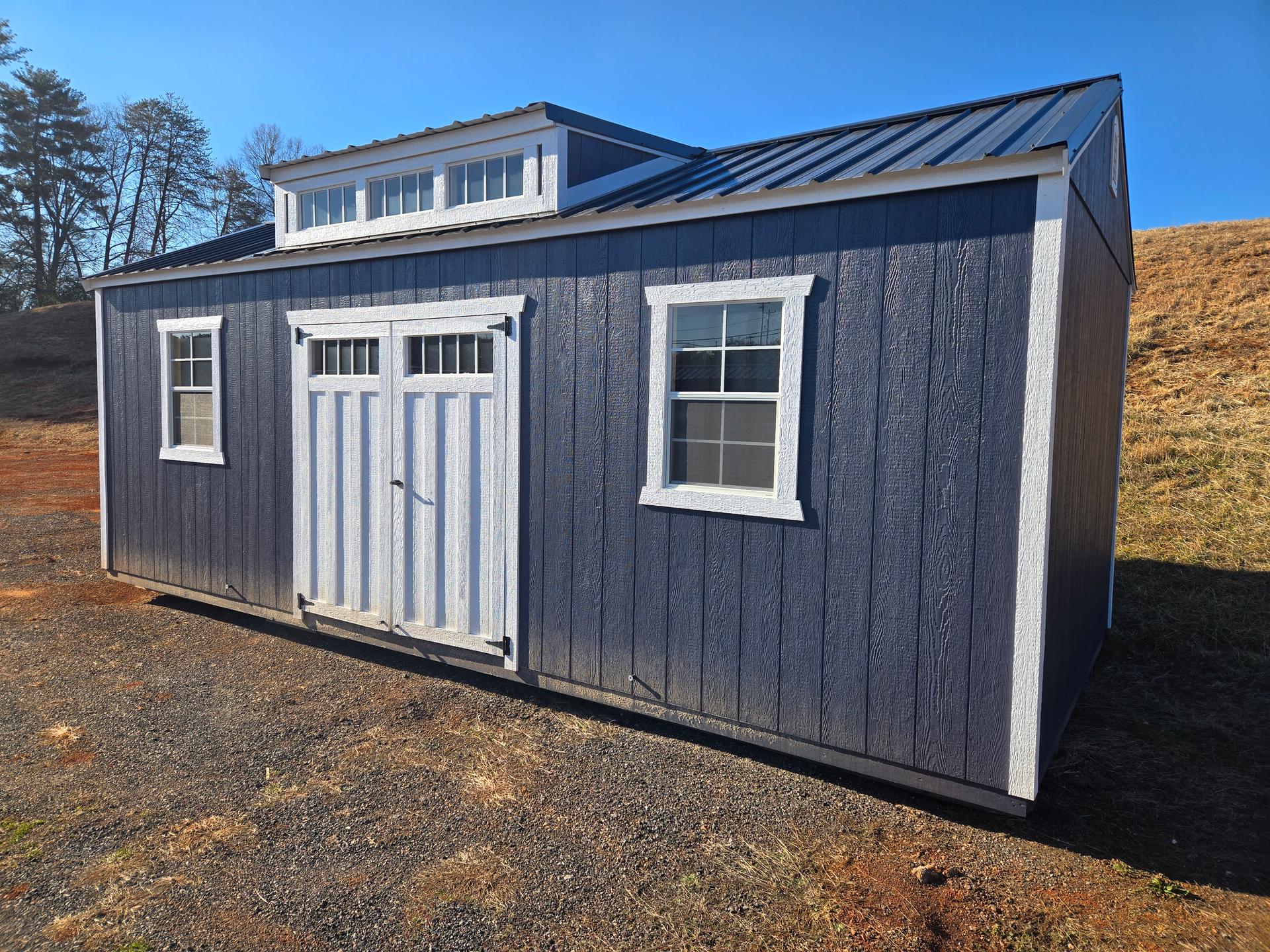 Classic Utility 12x24 portable building in Charcoal Blue