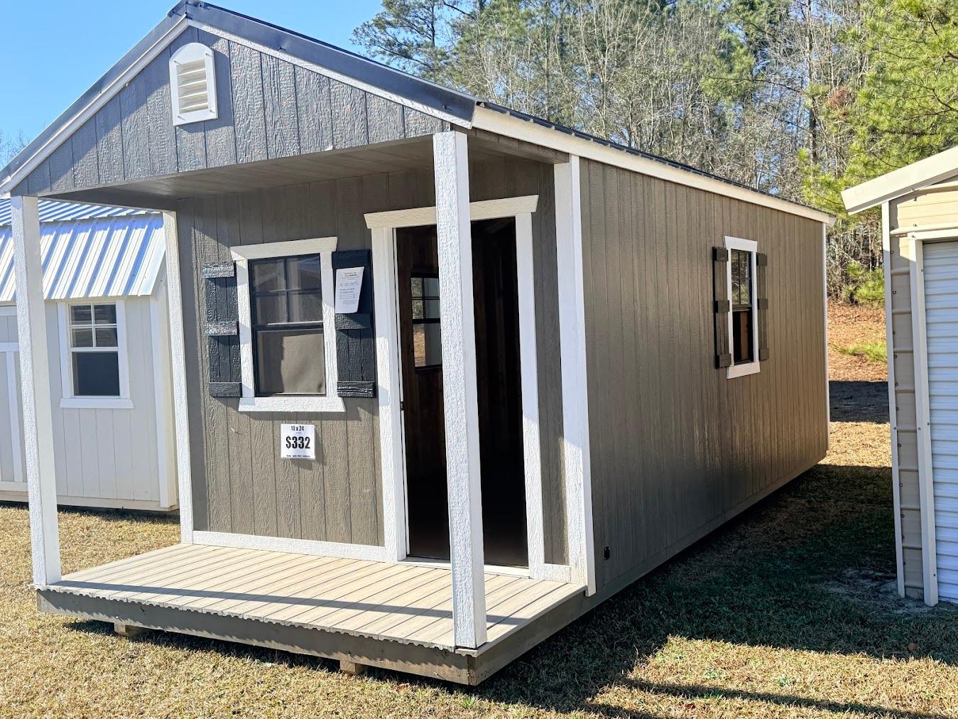 Phoenix Repo 10x24 portable building in Barnwood Grey