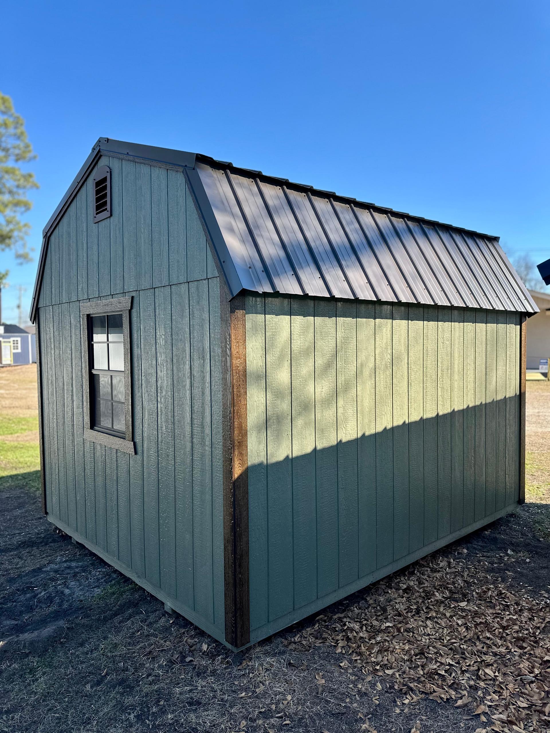 Standard Loft 10x12 portable building in Sage Green
