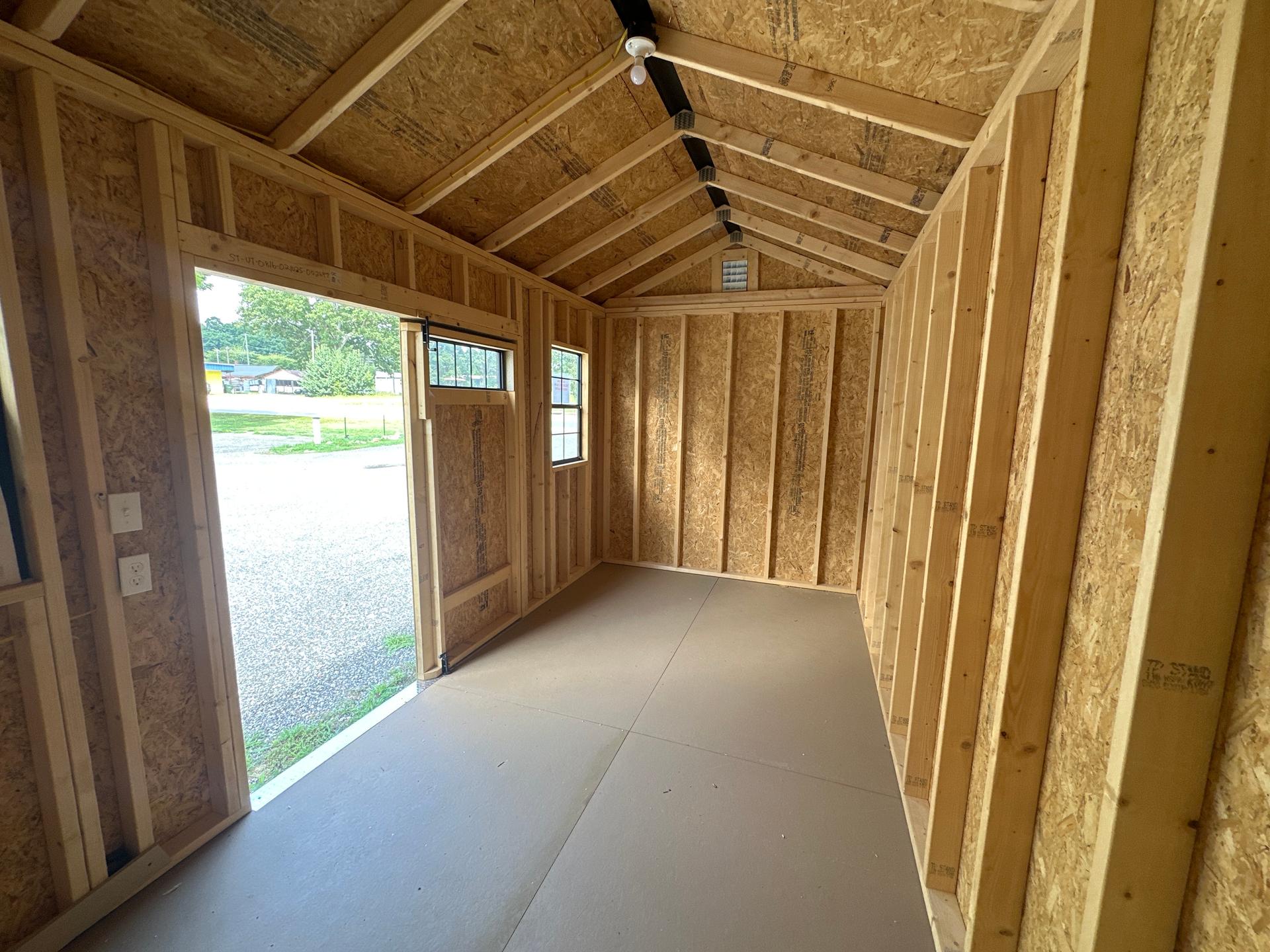 Standard Utility 8x16 portable building in Barnwood Grey