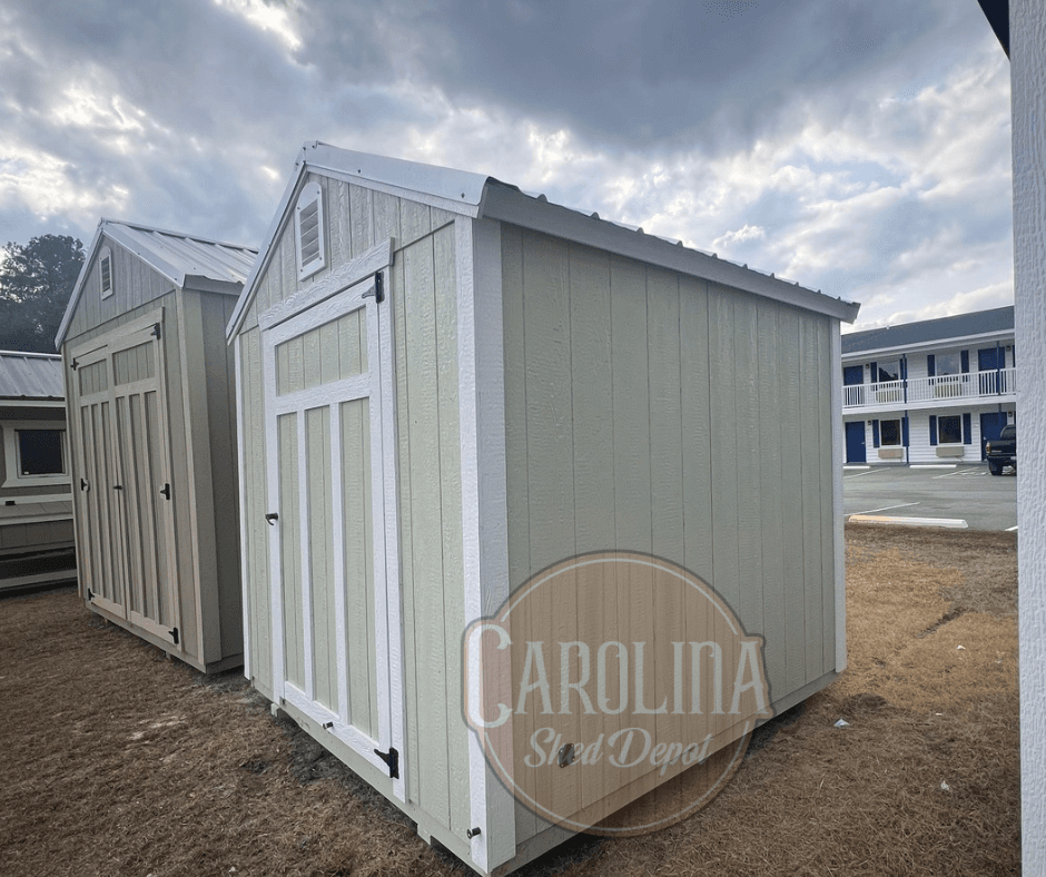 Standard Utility 8x8 portable building in Pale Pine