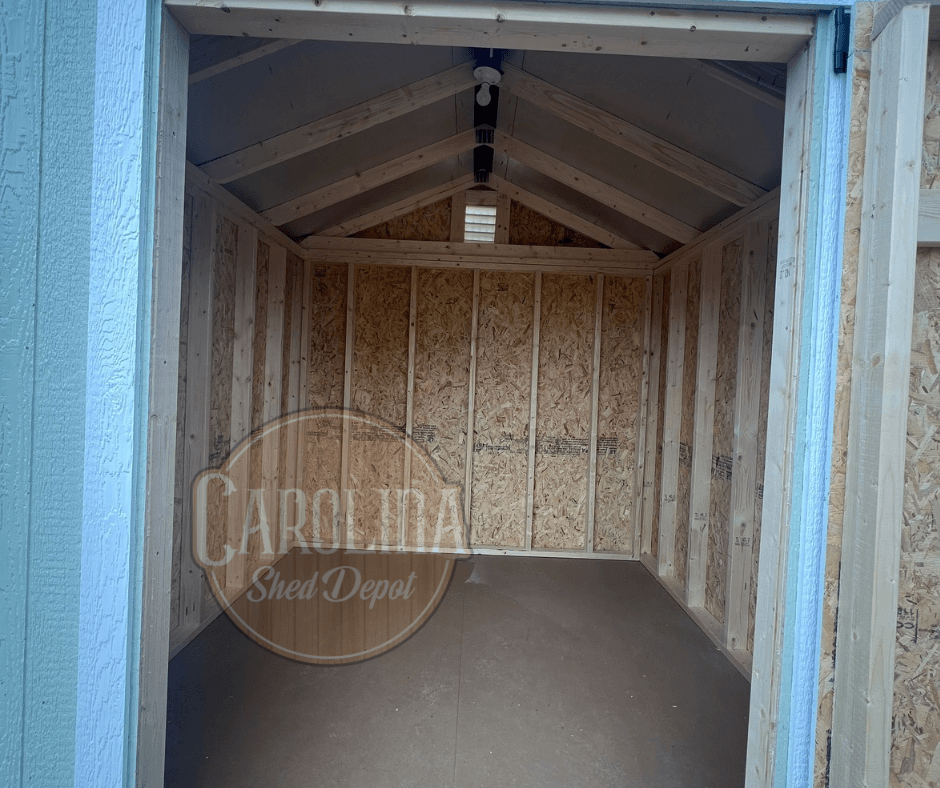 Standard Utility 8x8 portable building in Pale Pine