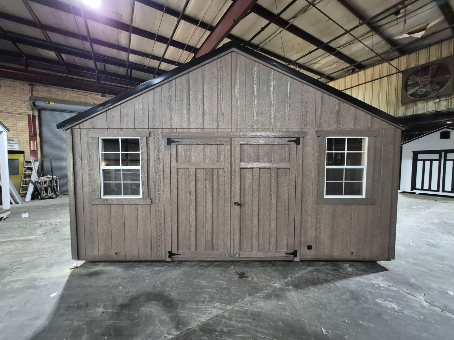Lite Utility 12x16 portable building in Barnwood Gray