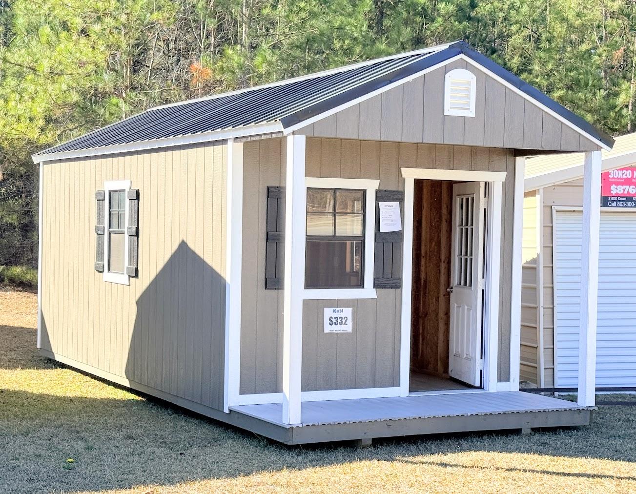 Phoenix Repo 10x24 portable building in Barnwood Grey