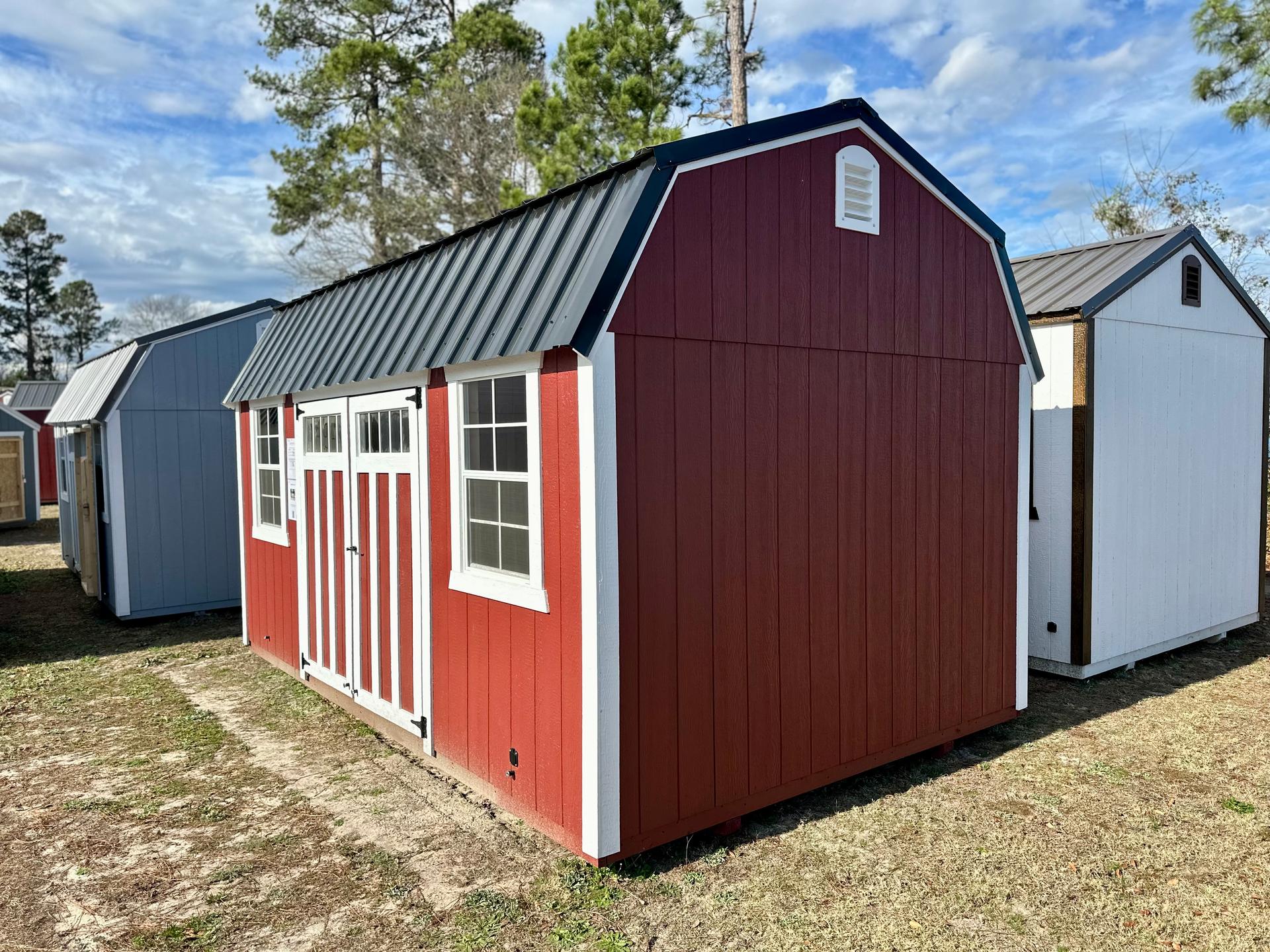 Standard Loft 10x16 portable building in Rustic Red