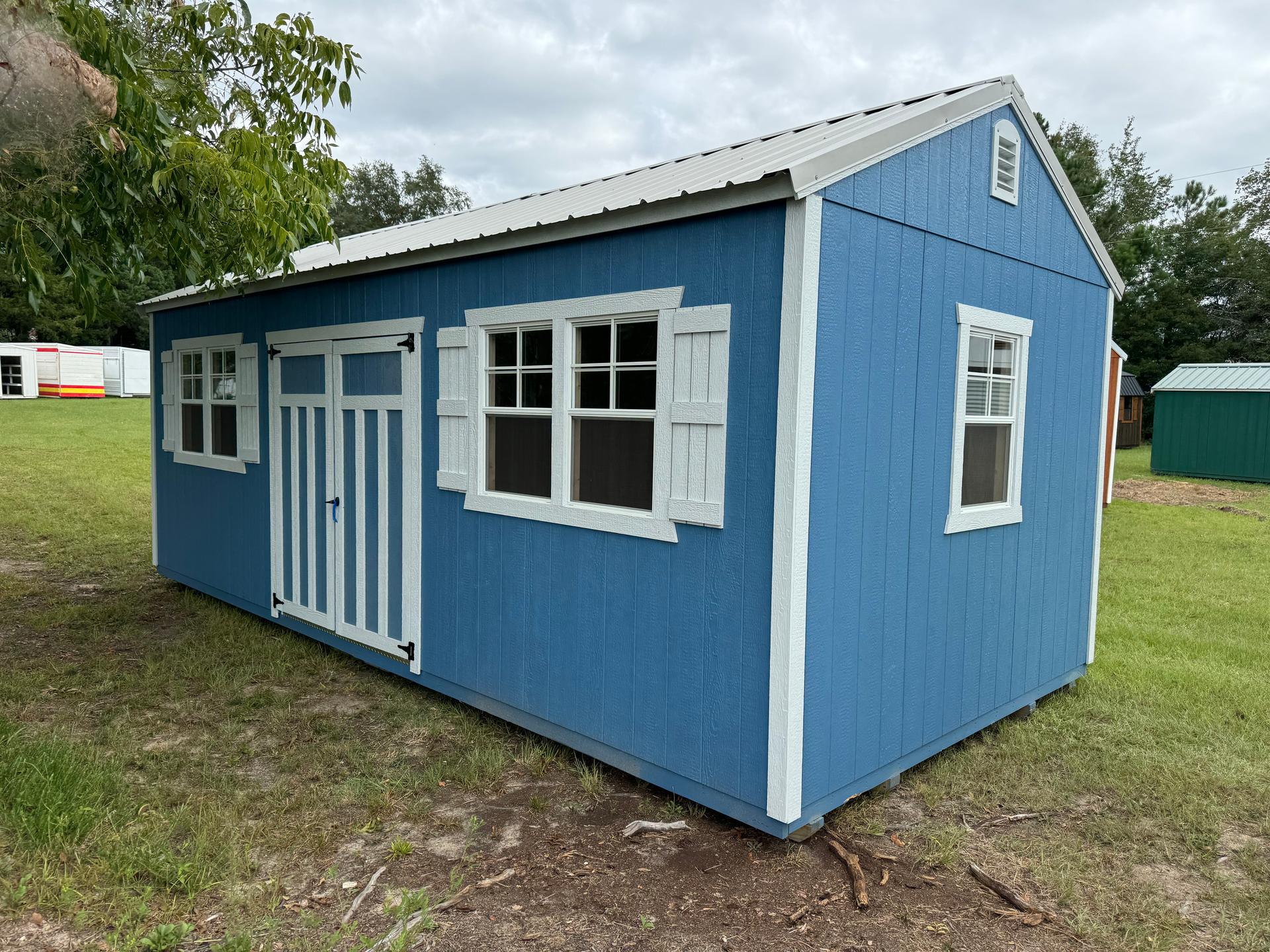 Standard Utility 12x24 portable building in Inky Blue