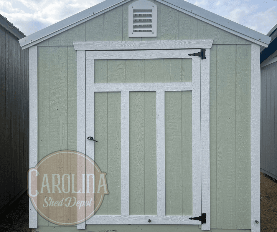 Standard Utility 8x8 portable building in Pale Pine