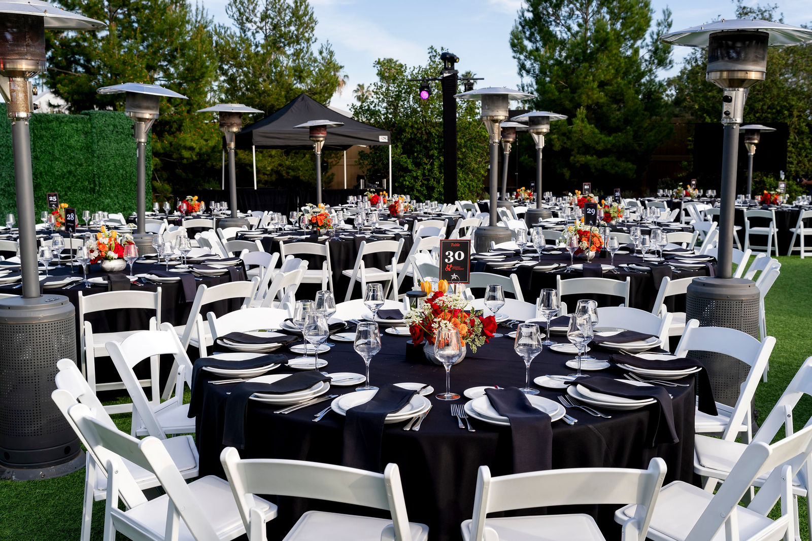 Dining tables set before the evening at Celebrity Waiter Night