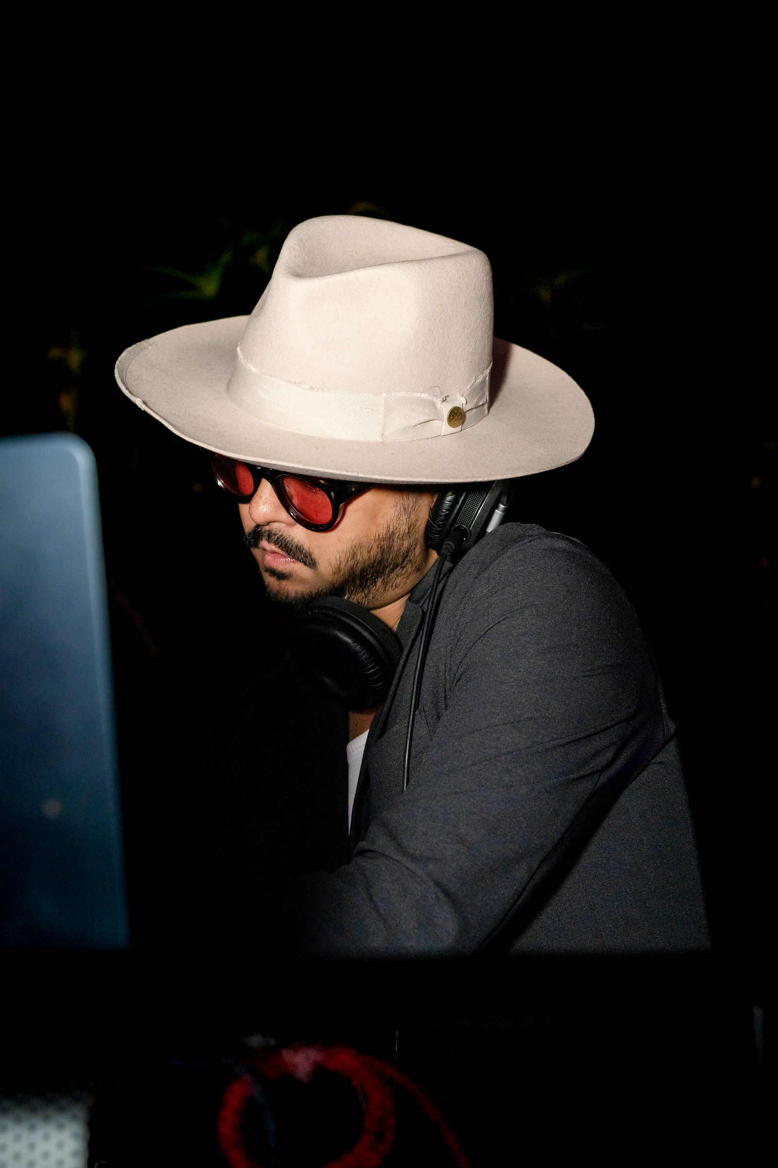The DJ performing at night