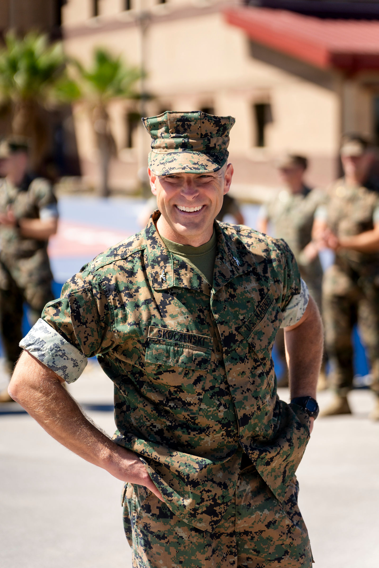 Colonel Eric Skoczenski smiling in uniform after the ceremony