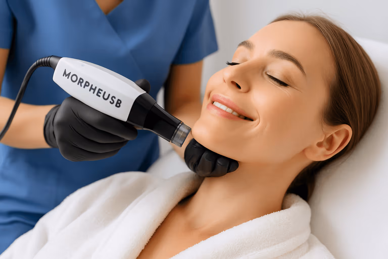 Morpheus8 near me in Costa Mesa treatment targeting jawline and double chin contouring at Drenched.