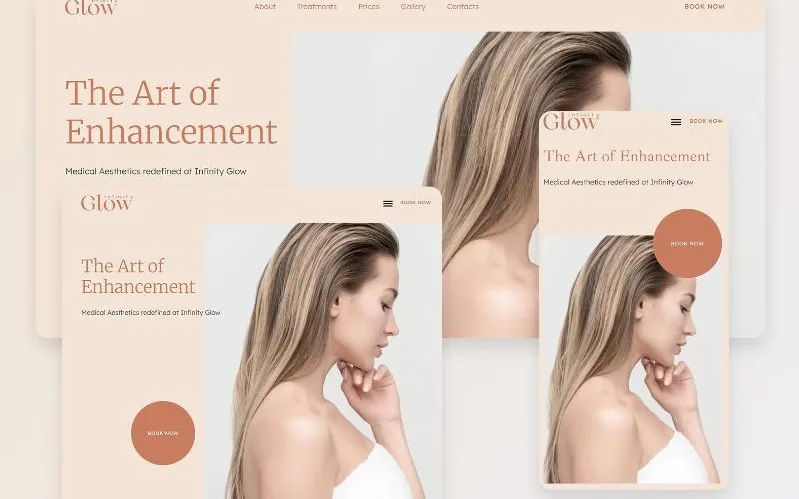 Infinity Glow homepage built in Webflow